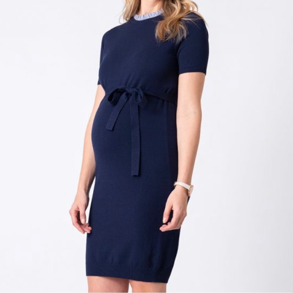 Seraphine Knitted Maternity Dress with Detachable Collar, Size 6